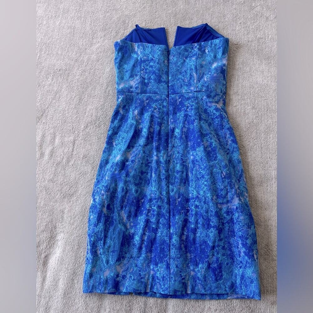 Aidan Mattox Strapless Pleated Metallic Jacquard Dress Size 6 Royal Blue - Picture 7 of 9